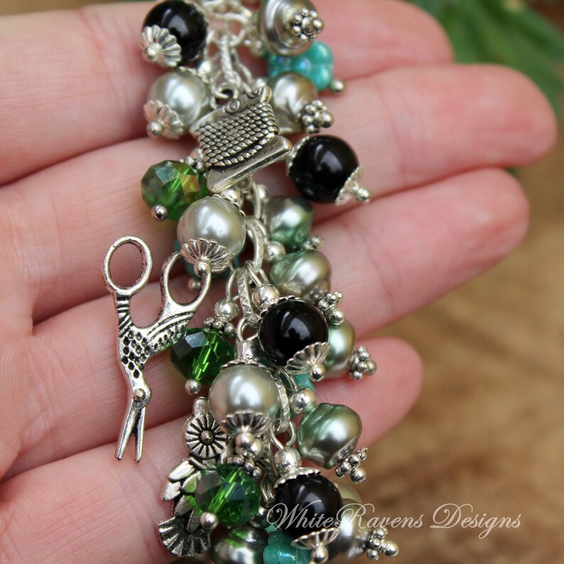 Charm Bracelet MINERVA Roman Goddess of Arts and Crafts Handcrafted by White Raven Designs Justice and Wisdom