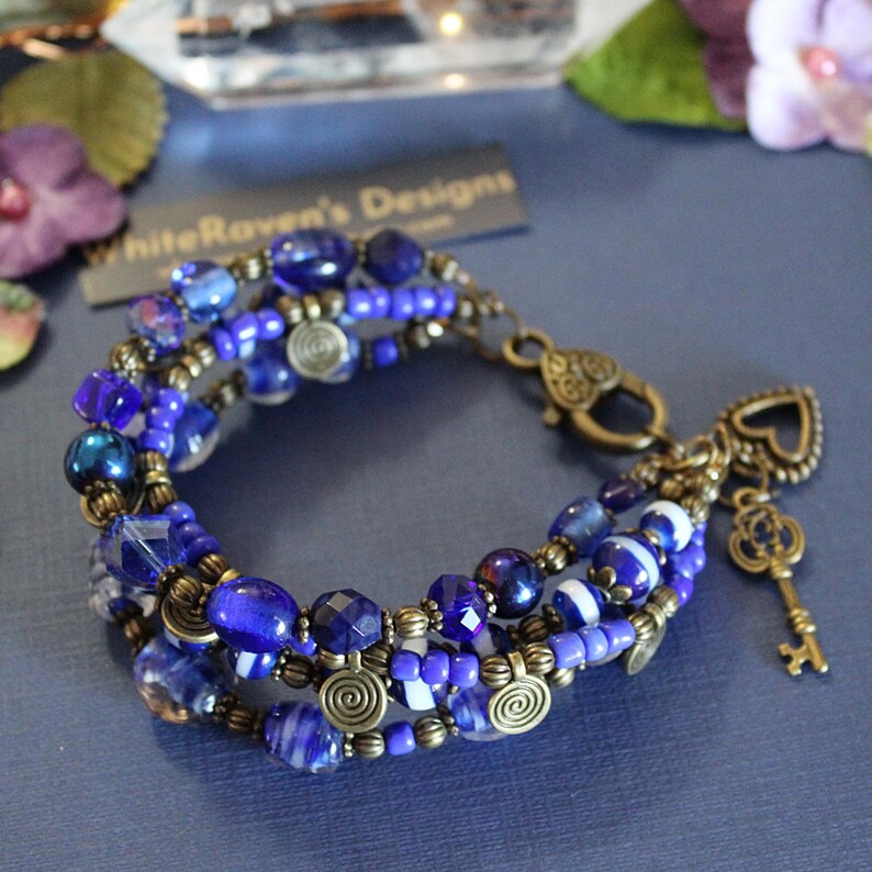 Multi Strand Chunky Bracelet, Layered Stack Artisan Statement Handmade Jewelry Bild 8