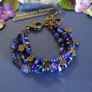 Multi Strand Chunky Bracelet, Layered Stack Artisan Statement Handmade Jewelry Bild 10