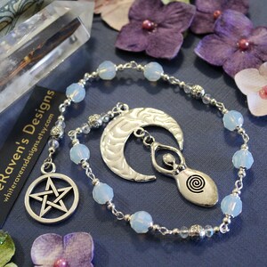 Moon Goddess Pagan prayer beads meditation tools. Wiccan Altar Witches ladder Witchy gifts, Chanting beads pagan ritual Goddess beads