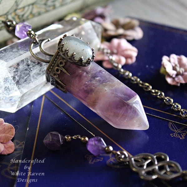 Cloudy Amethyst Crystal pendulum, Divination tool, Handmade Pendulum, Dowsing pendulum, Witchcore Witchy gifts - Australia seller