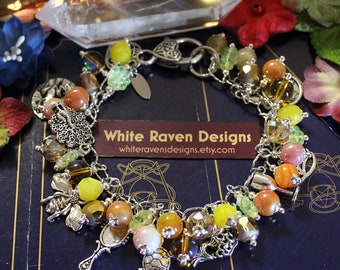 Oshun Goddess Charm Bracelet: African Deity Pagan Devotional Jewelry.