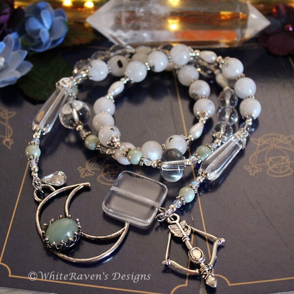 Échelle de sorcières ARTEMIS, perles de prière païennes de déesse grecque, cadeaux de sorcière, outil de méditation rituelle occulte.