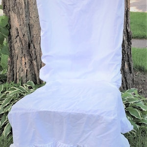 CHAIR SLIPCOVER French Country Bleached Cotton Muslin Chair Slip cover Shabby Frayed Ruffle image 5