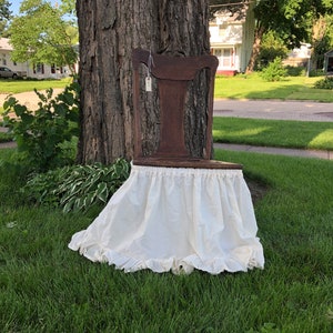 CHAIR COVER French Country NATURAL Cotton Muslin Chair Slip Cover Shabby Frayed Ruffle Farmhouse image 4