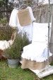 CHAIR SLIPCOVER French Country Bleached Cotton Muslin Chair Slip cover Shabby Frayed Ruffle 