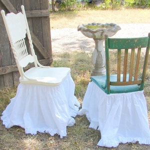 CHAIR SLIPCOVER French Country Bleached Cotton Muslin Chair Slip cover Shabby Frayed Ruffle image 3