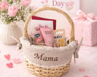 Muttertags Geschenk personalisiert mit Name - Geschenkkorb Muttertags Wellness Set auch für Oma