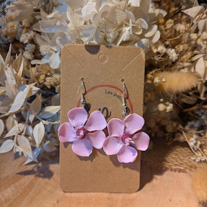 Cherry Blossom Drop Earrings - Handmade Floral Jewelry - Lightweight Boho Nature Earrings - Women&#39;s Gift