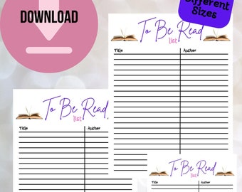 TBR List Printable, Reading Tracker, Book Journal (Digital Download)