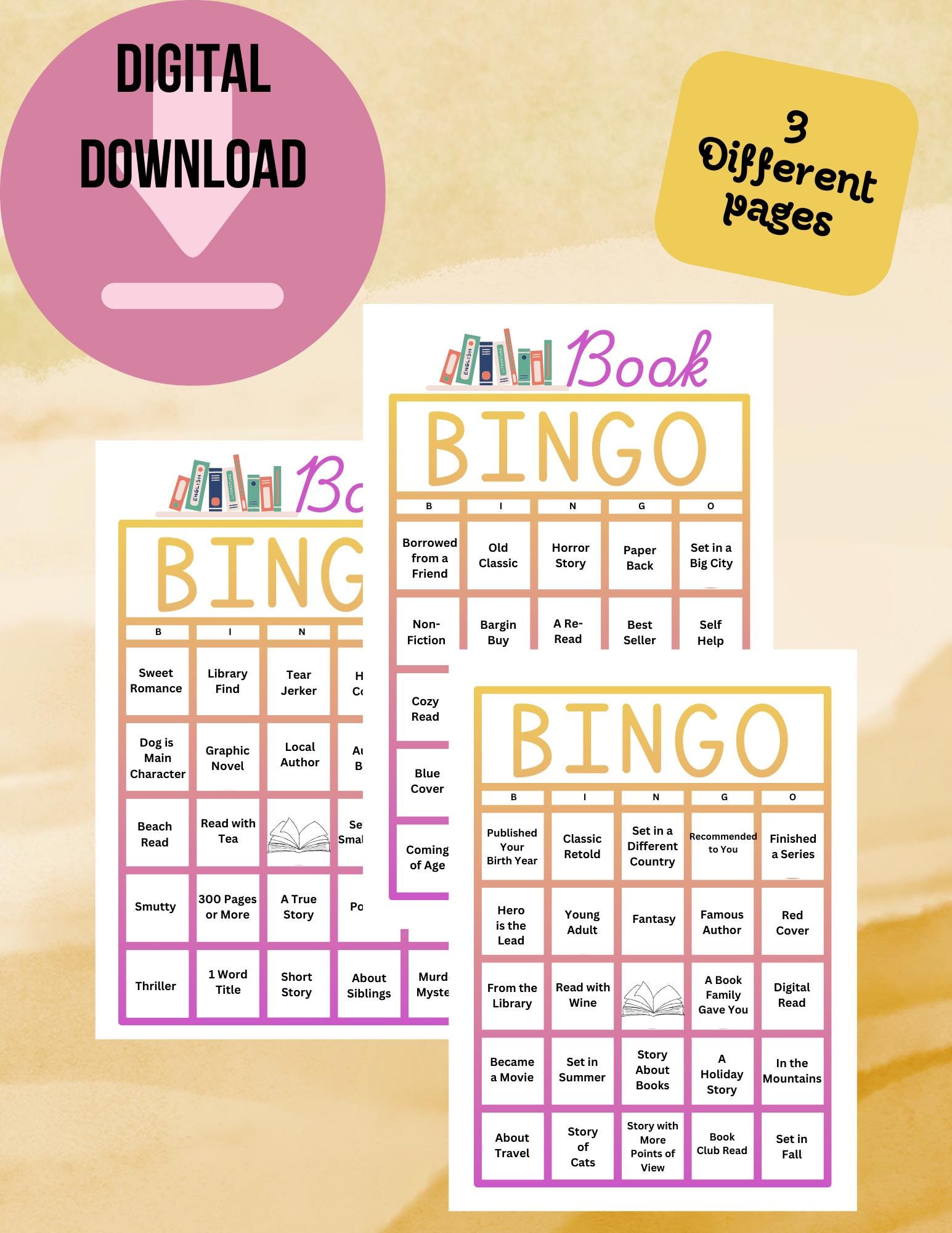 Reading Challenge Bingo Game Printable (digital Download) - Etsy