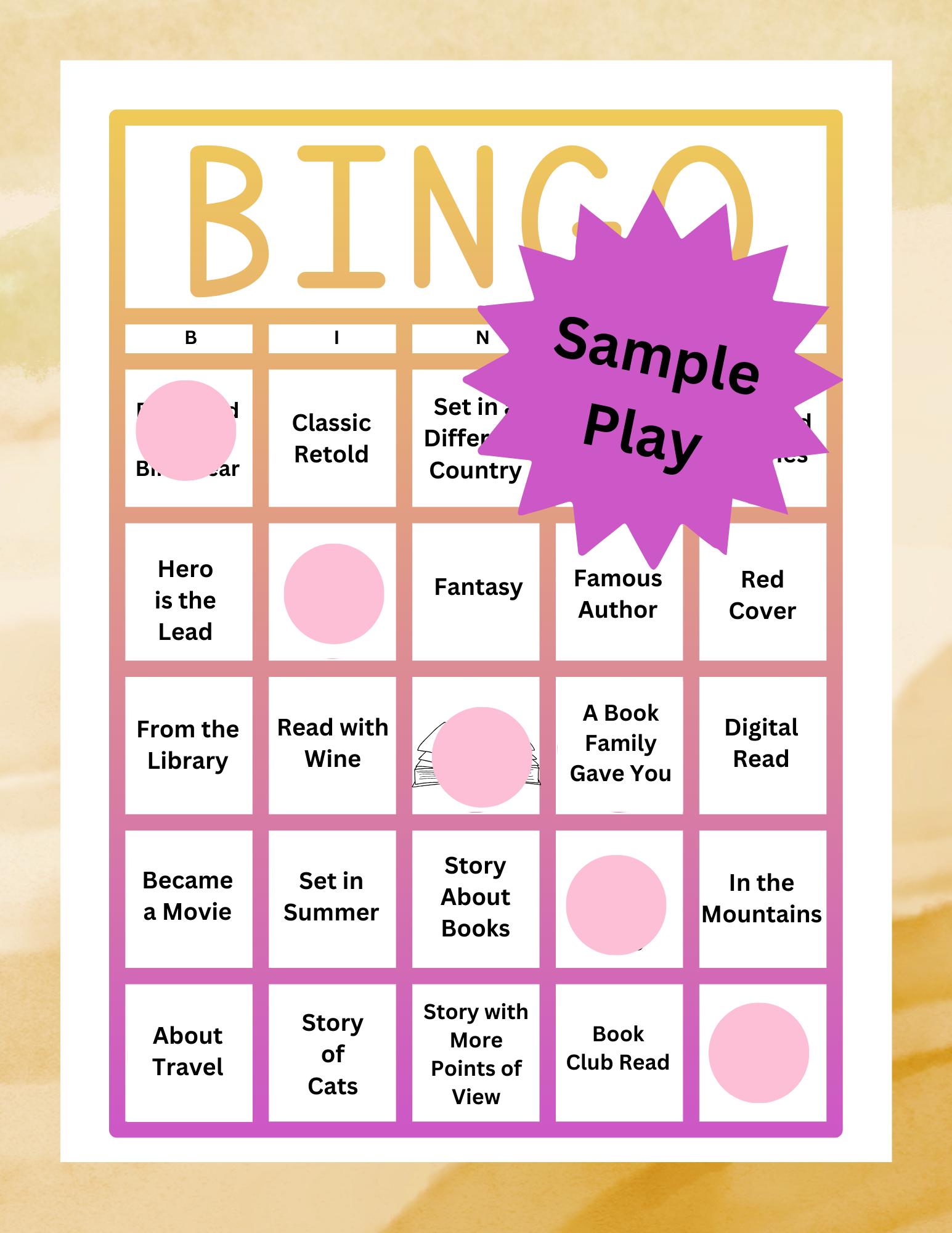 Reading Challenge Bingo Game Printable (digital Download) - Etsy