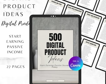 500 ideas de productos digitales para vender Ingresos pasivos Rentables Descarga digital Derechos de marca privada