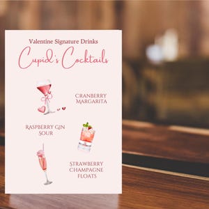 Modèle d'invitation pour la Saint-Valentin, carte de cocktails Saint-Valentin rose numérique modifiable