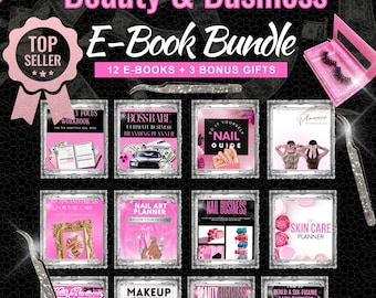 Beauty Business Ebook Bundle | Lash & Nail Training, Canva Templates (MRR PLR) Digital Download