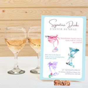 Easter Signature Cocktails menu bar sign- Easter bar sign- personalized Easter signature drinks-digital download. Pink, blue pastel
