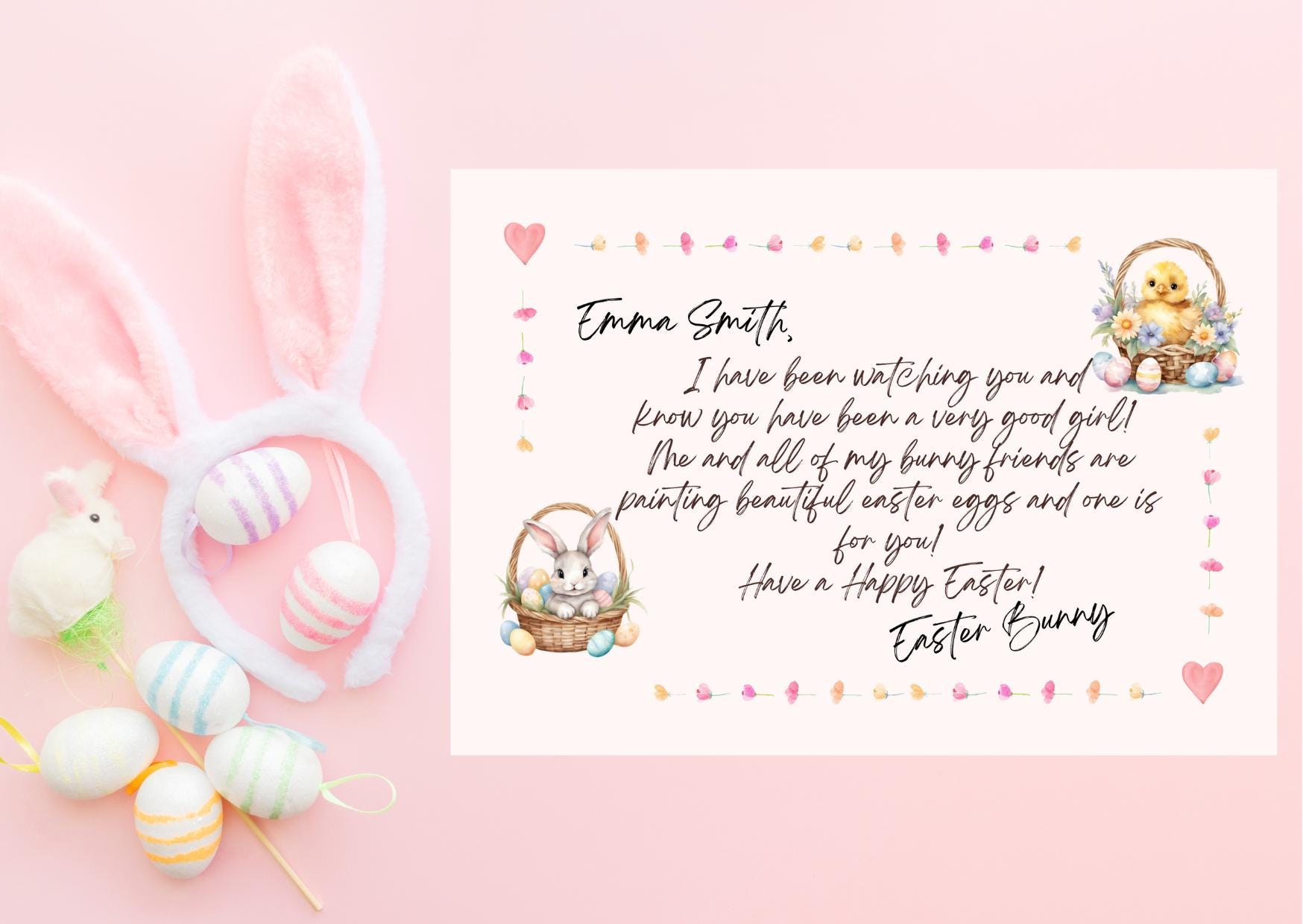 Editable Easter Bunny Letter Template: Personalized Keepsake (digital ...