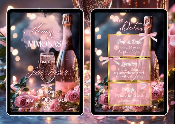 Mother's Day Brunch Video Invitation: Moms & Mimosas Evite (Digital Download)