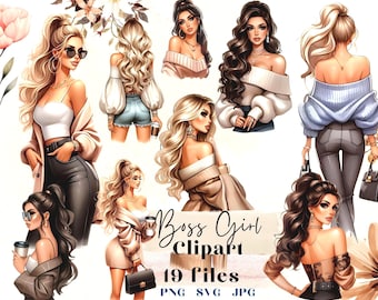 Boss Girl Clipart: Woman Entrepreneur PNG Graphics (Digital Download)