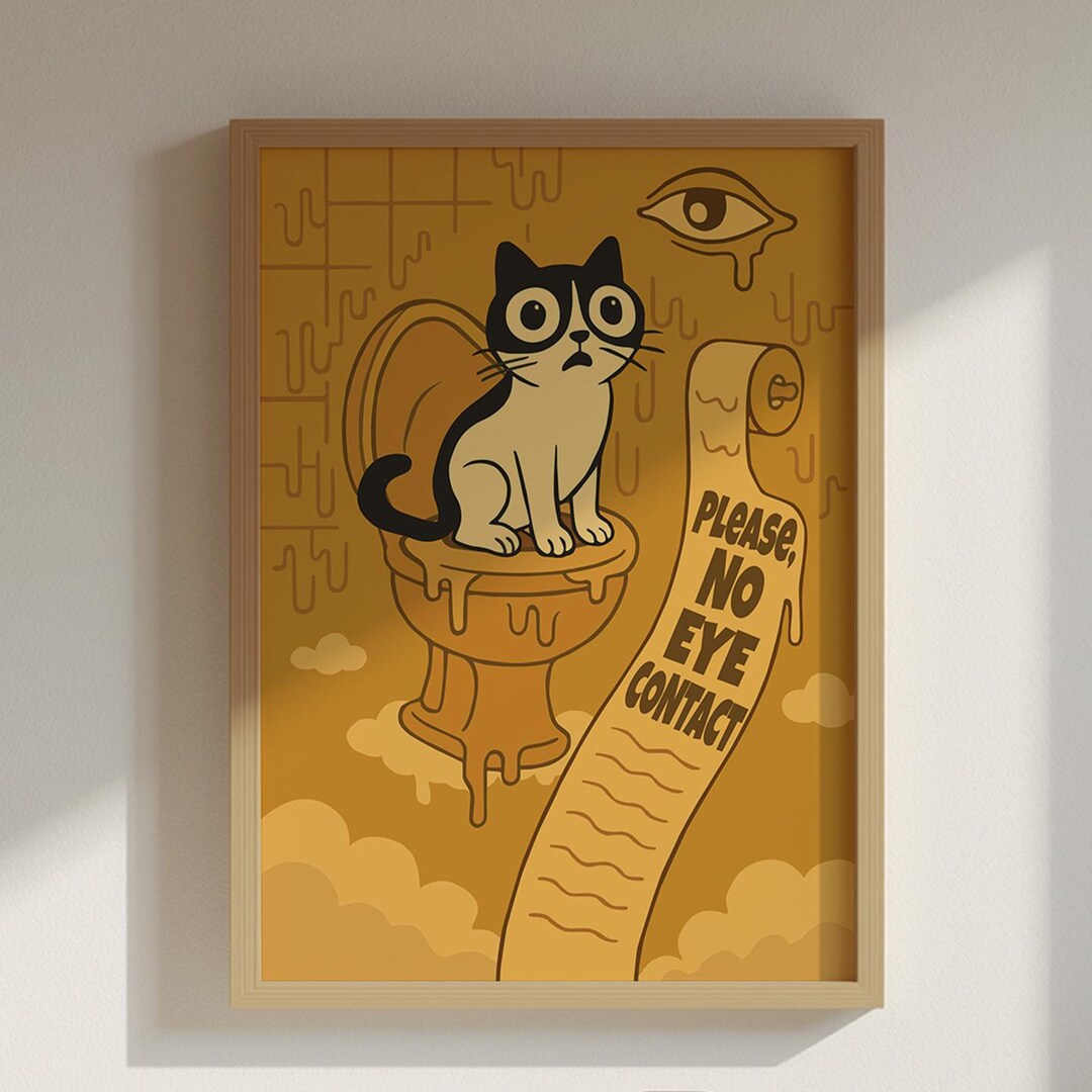 Funny Cat Bathroom Poster – Please No Eye Contact – Printable Wall ...
