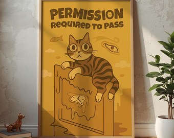 Funny Cat Wall Art, Sarcastic Entryway Poster, Retro Cat Decor