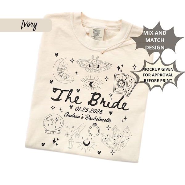 Cosmic Celestial Bachelorette Shirts, Custom Zodiac Bride Tee, Mystic Bach Party Bridal Matching Group Shirts, Comfort Colors