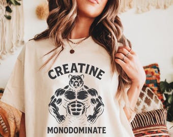 Creatine Shirt Gym Monohydrate Dominate T-Shirt Workout Gift For Gym Rat T Shirt Training Lifting Tee Anabolic Funny Gym Shirt Pumping Iron