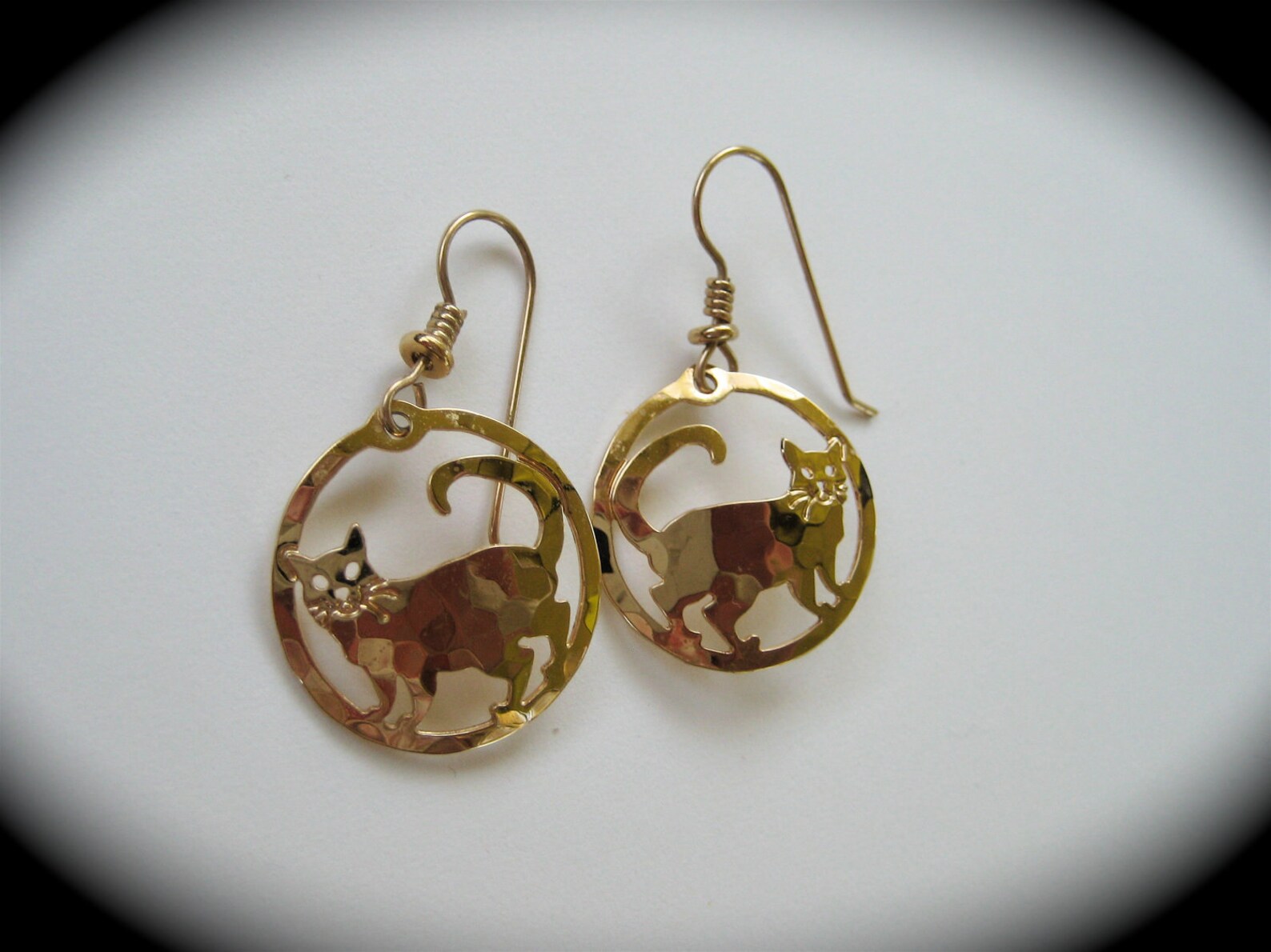 Gold cat earrings Clearance