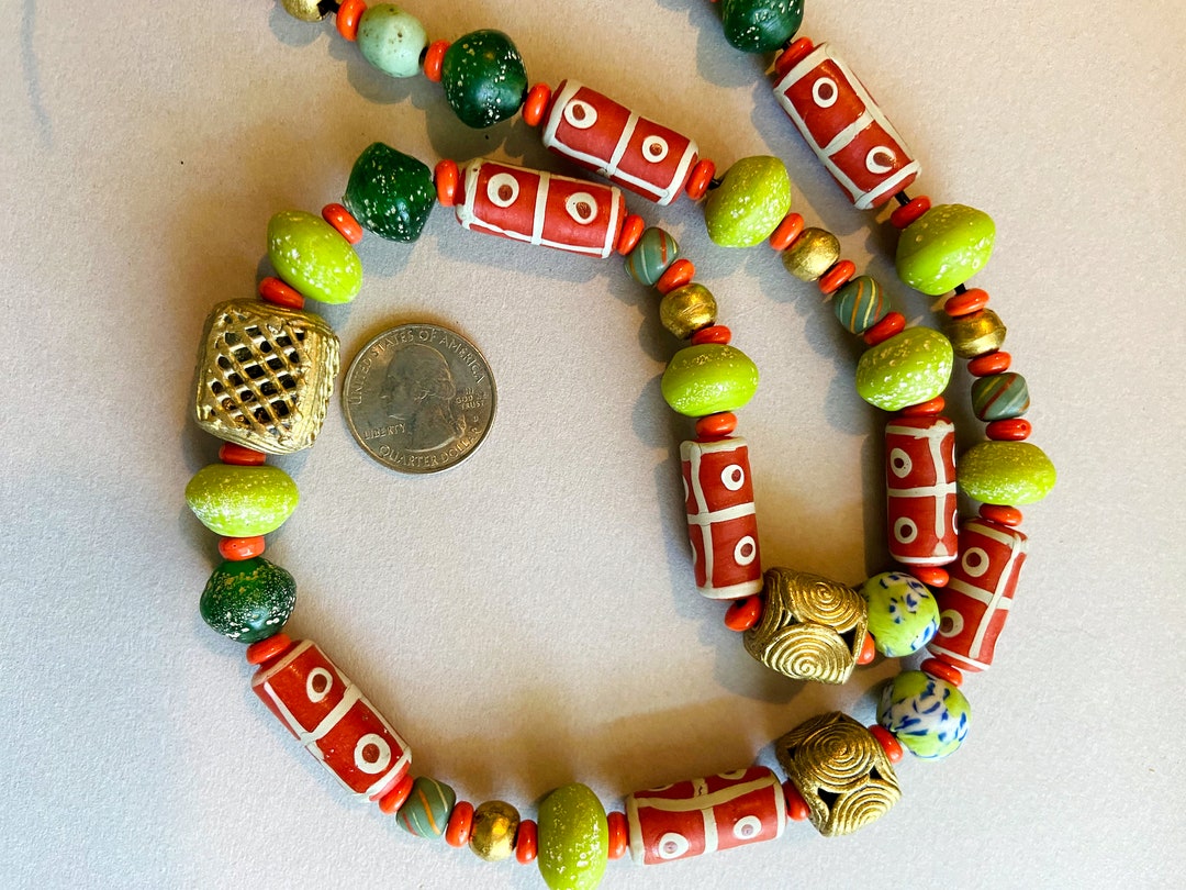 Trade Bead Necklace - Yellow/Green/Red main image 1