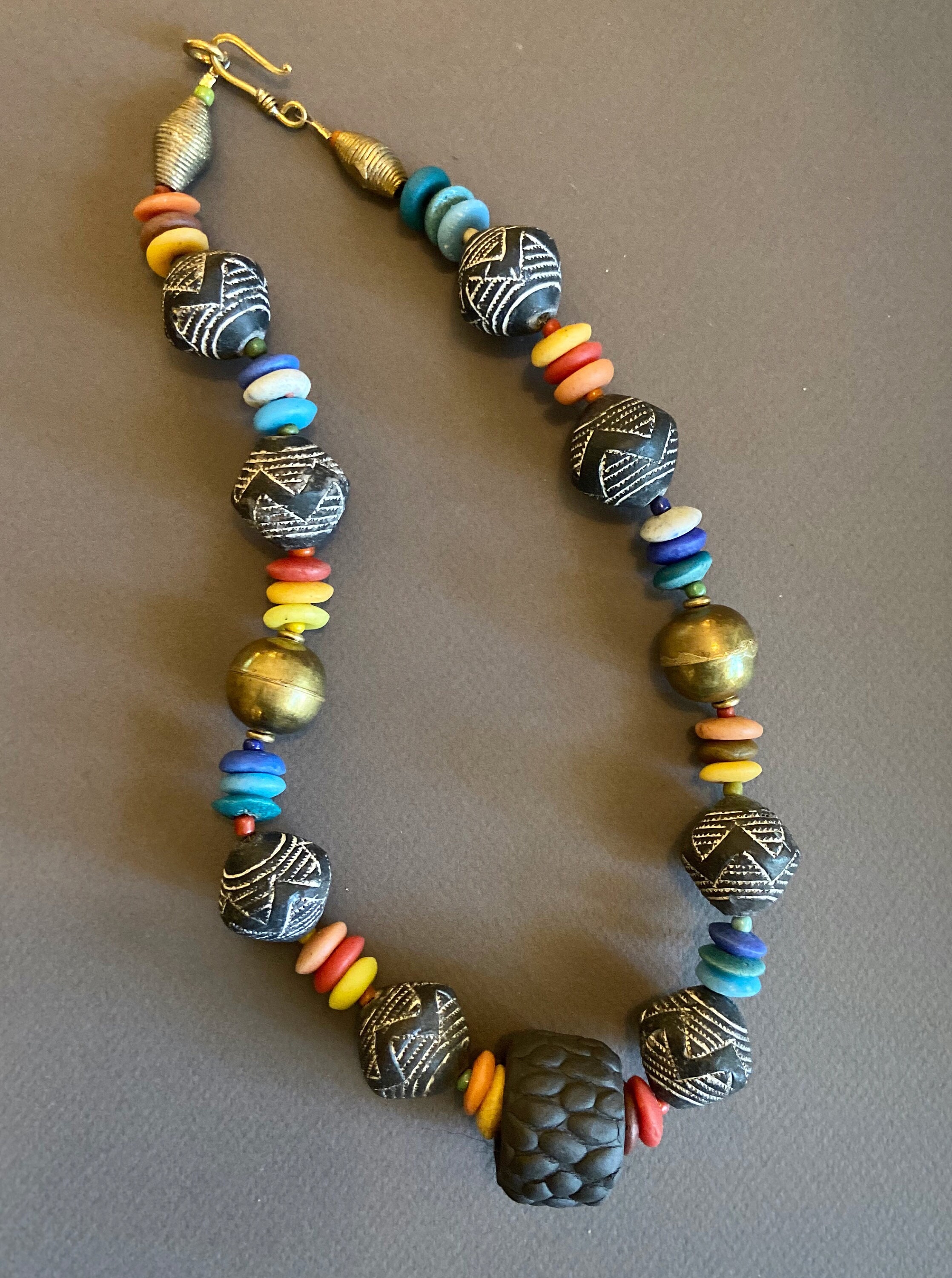 40 Black Terracotta Mali Clay Beads 14mm Round African Beads Terra-cotta  Beads Jewelry Supplies Made in Mali MALI-RND-BLK-257 