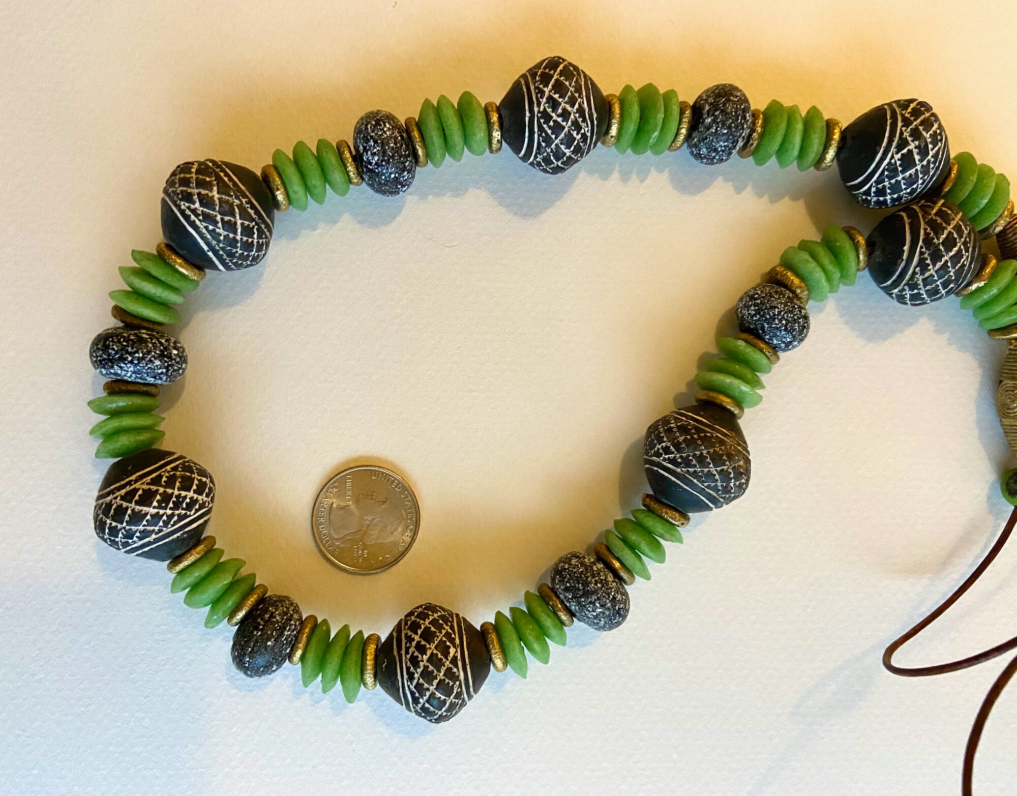 Full String, 50 African Black Clay Beads Handmade in Mali, 15-16  Mm.diameter X 15-16 Mm. 