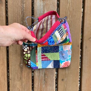 Patchwork Fabric Gift Bag, Lined Drawstring Pouch, Reusable for Gifting and Party Storage (12" x 10" x 1")