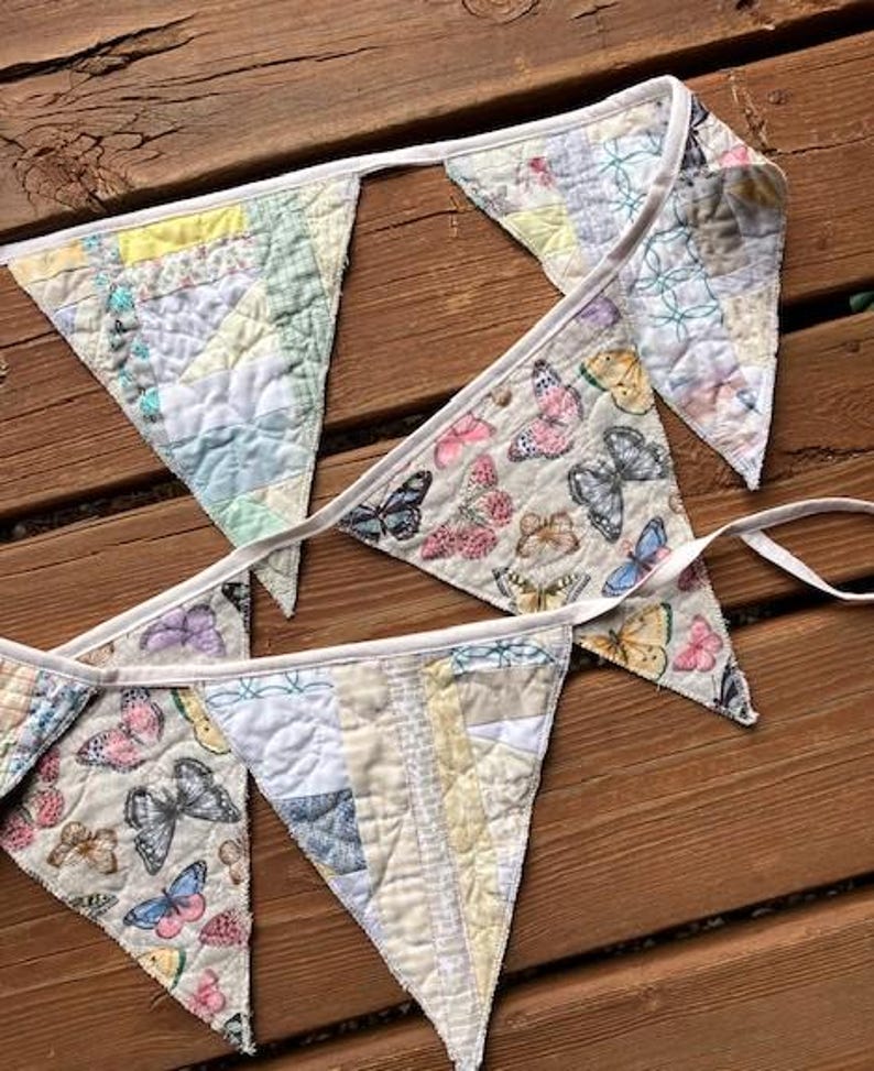 Patchwork Flags Patchwork Fabric Banner, 10 Light-colored Flags, 8' Long, Reversible ...
