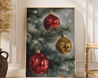 Vintage Christmas Prints, Christmas Wall Art, Holiday Decor, Moody Wall Art