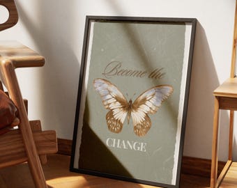 Vintage Butterfly Botanical Print: Sage Green Cottagecore Decor (Digital Download)