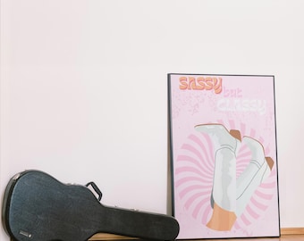 Estampado de botas de vaquera: Arte retro del oeste en rosa y naranja (descarga digital)