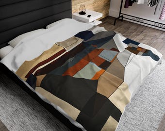 Abstract Plush Blanket: Velveteen Fleece Throw, Home Decor Accent