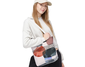 Abstract Art Tote Bag: Modern Polyester Shoulder Bag