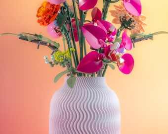 LEGO Botanical Vase | Grand Coral | With Flower Arrangement Holder | Fits Wildflower Bouquet, Orchid, Succulents & More