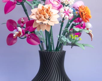 Vase with flower holder for LEGO® Botanical flower sets