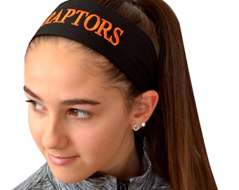 Personalized Embroidered Moisture Wicking Tie Back Headband with Custom Text of Choice