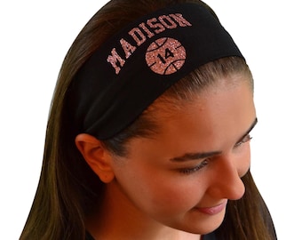 Personalized Glitter Basketball Headband: Custom Name & Number
