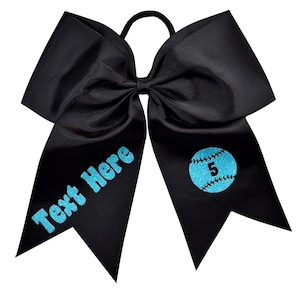 Design Your Own Custom Large SOFTBALL Bow with Sparkling GLITTER Vinyl Text Personalized Your Way with Player Number