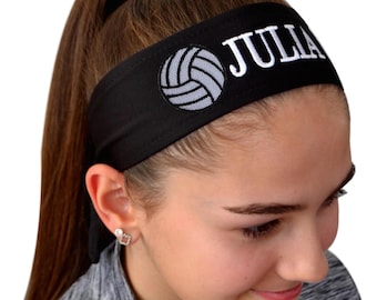 Personalized Embroidered Volleyball Tie Back Headband with Custom Name