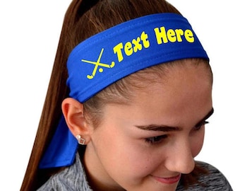 Personalized Field Hockey Tie Headband - VINYL Text Customized Your Way and Player Number