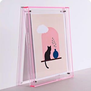 Dopamine Acrylic Photo Frame –Stand or Wall Mount, Desktop Poster neon Frame, Clear Modern Personalized Colorful Wall Decor