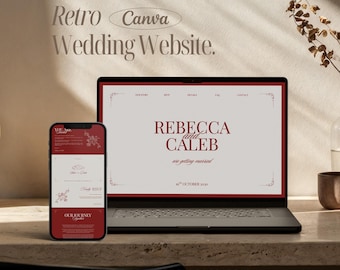 Vintage Wedding Website Template Floral Canva Wedding Website RSVP Website Digital Wedding Invitation Save The Date Website Wedding Template