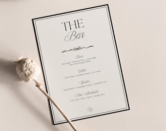 Old Money Bar Menu Retro Bar Menu Template Drink Menu Old Money Wedding Menu Template Cocktail Menu Wedding Bar Vintage Signature Drink
