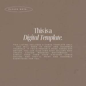 Puede incluir: Anuncio de plantilla digital sobre un fondo marr&oacute;n. El texto dice "This is a Digital Template". Texto adicional explica que el anuncio incluye una plantilla de Canva y requiere impresi&oacute;n y montaje.