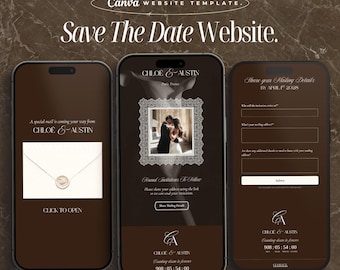 Old Money Lace Wedding Save The Date Website Template Canva Website Digital Wedding Invitation Save The Date Website Wedding